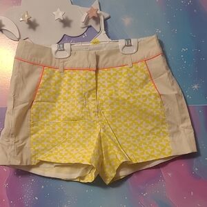 Stylish Yellow and Cream Women's Shorts